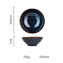 Load image into Gallery viewer, Dim Deep Blue Color Ceramic Tableware European Retro Glazed Dinnerware Pottery Porcelain Dish Plate Household Rice Dish