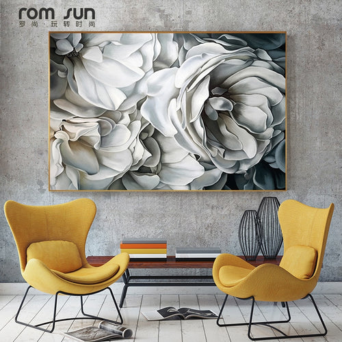 White Rose Canvas Painting Wall Art Nordic Style HD