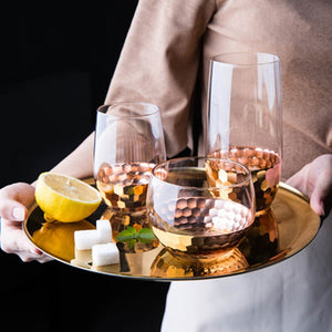 Rose Gold Plating Glass Cup Gold Wine Cup Juice Coffee Glass Drinking Pearl Ice&Cold &Drink & Tea & Breakfast Cup 10Oz