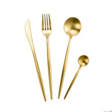 Load image into Gallery viewer, 304 Stainless Steel Western Silverware cutlery Set Noble Fork Knife Dessert Dinnerware Kitchen Food Tableware Pure Gold Coffee