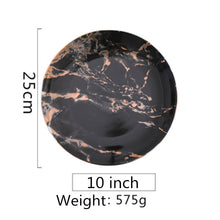 Load image into Gallery viewer, European Style Marble Plates Ceramic Dinner Set Gold Inlay Porcelain Dessert Plate Steak Salad Snack Cake Plates Tableware