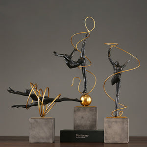 Vintage old wrought iron resin decoration gift Ballet girl home decoration hotel model decoration