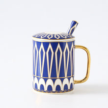 Load image into Gallery viewer, European Ceramics Coffee Cups and Mugs Gold Geometric patterns Painting Porcelain Water Mug para cafe Love Gift Drinkware Tools