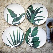 Load image into Gallery viewer, 1pc European Rainforest Ceramic Plate Handcraft Leaf Gold Inlay Porcelain Serving Platter Steak Plates Dishes Home Kitchen Deco