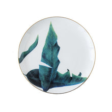 Load image into Gallery viewer, 1pc European Rainforest Ceramic Plate Handcraft Leaf Gold Inlay Porcelain Serving Platter Steak Plates Dishes Home Kitchen Deco