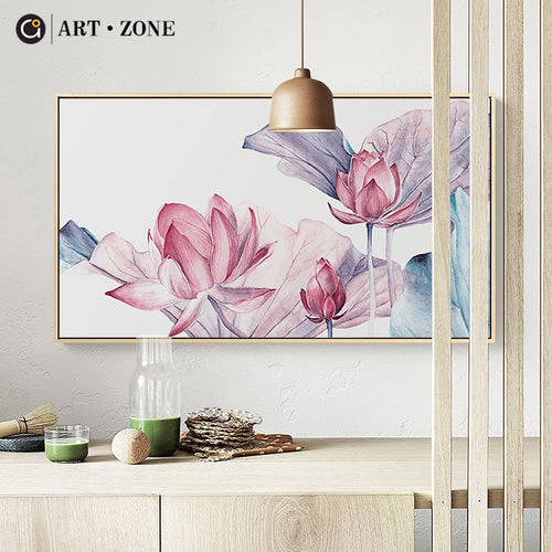 ART ZONE Watercolor Flower Canvas Painting Chinese Classical Plant Art Print Poster Picture Living Room Home Decor Painting