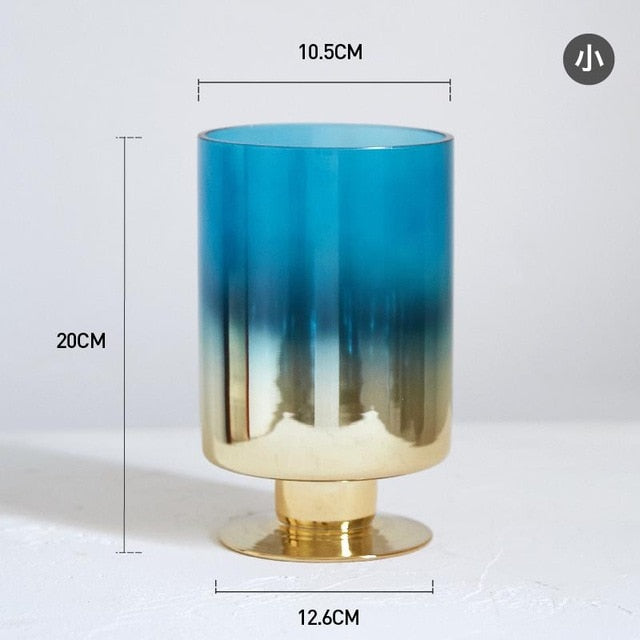 Modern minimalist gradient blue plating vase home decoration living room table flower arrangement decoration water flower