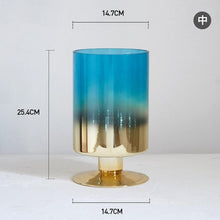 Load image into Gallery viewer, Modern minimalist gradient blue plating vase home decoration living room table flower arrangement decoration water flower