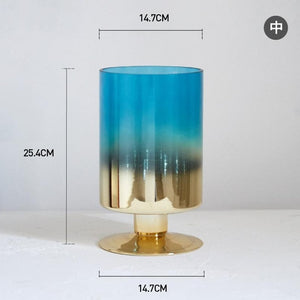 Modern minimalist gradient blue plating vase home decoration living room table flower arrangement decoration water flower