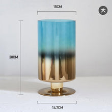 Load image into Gallery viewer, Modern minimalist gradient blue plating vase home decoration living room table flower arrangement decoration water flower