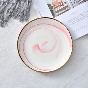 Gold Marble Dinner Plates Salad Steak Plate Nordic Style Kitchen Tableware Dishes Breakfast Dessert Ceramic Tray Dish Xmas Gifts