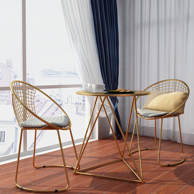 New Metal steel Leisure Chair iron wire chair hollow back gold black dining Coffee Metal Bar chairs Living Room Furniture