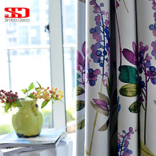 Load image into Gallery viewer, American Purple Floral Blackout Curtains For Living Room Bedroom Kitchen Cortinas Printed Pastoral Style Window Treatments