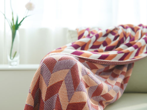 Blanket Cotton Knitting Throw Nordic Geometric Orange Grey Sofa Bedding  Air condition Room Small Cobertor Photo Prop