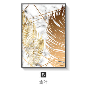 Golden Leaf Canvas Painting Wall Art Nordic Painting