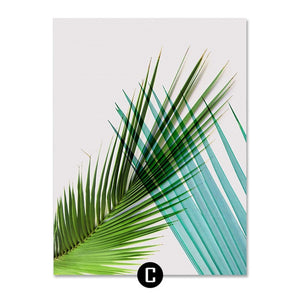 ART ZONE Modern Green Tropical Plant Leaves Canvas Art Print Poster Nordic Green Plant Wall Art Pictures Kids Room Decor Poster