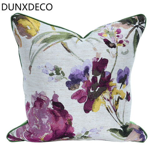 Cushion Cover Decorative Pillow Case Purple Flora Painting Art Coussin Home Office Sofa Decoration