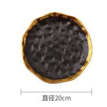 Load image into Gallery viewer, Ceramic Dinner Plate Gold inlay Snack Dishes Luxury Gold Edges Plate Dinnerware Kitchen Plate Black And White Tray Tablware Set