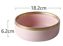 1pcs European Style Matte Powder Gold Ceramic Western Tableware Rice Dish cup Steak Dish Western Dish Dessert Plate Nordic Style