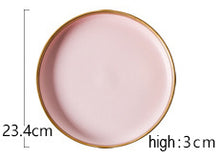 Load image into Gallery viewer, 1pcs European Style Matte Powder Gold Ceramic Western Tableware Rice Dish cup Steak Dish Western Dish Dessert Plate Nordic Style