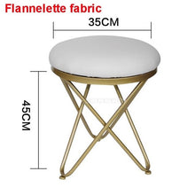 Load image into Gallery viewer, Modern Luxury Upholstered Footstool Round Fabric/Leather Covered Bedroom Shoes Change Sofa Side Stool Iron Legs Home Furniture
