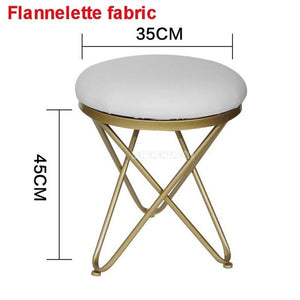 Modern Luxury Upholstered Footstool Round Fabric/Leather Covered Bedroom Shoes Change Sofa Side Stool Iron Legs Home Furniture