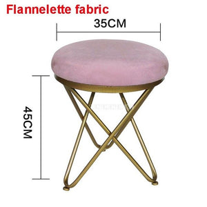 Modern Luxury Upholstered Footstool Round Fabric/Leather Covered Bedroom Shoes Change Sofa Side Stool Iron Legs Home Furniture