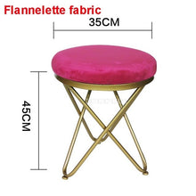 Load image into Gallery viewer, Modern Luxury Upholstered Footstool Round Fabric/Leather Covered Bedroom Shoes Change Sofa Side Stool Iron Legs Home Furniture