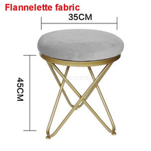 Load image into Gallery viewer, Modern Luxury Upholstered Footstool Round Fabric/Leather Covered Bedroom Shoes Change Sofa Side Stool Iron Legs Home Furniture