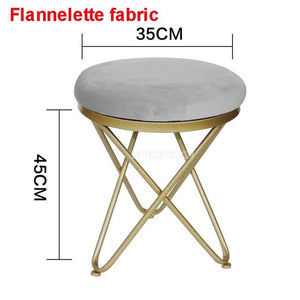Modern Luxury Upholstered Footstool Round Fabric/Leather Covered Bedroom Shoes Change Sofa Side Stool Iron Legs Home Furniture