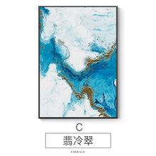 Load image into Gallery viewer, Nordic Abstract color Splash Blue Golden Canvas Painting Wall Art