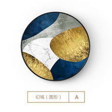 Load image into Gallery viewer, Nordic Style Blue &amp; Golden Block Painting Circle Wall Art