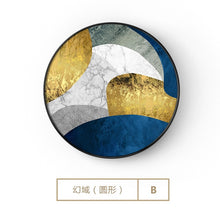 Load image into Gallery viewer, Nordic Style Blue &amp; Golden Block Painting Circle Wall Art