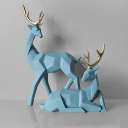Nordic Style Creative 3D Solid Geometry Lucky Deer Ornaments Resin Craft Home Furnishing Decoration Office Desktop Figurines Art