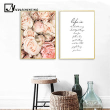 Load image into Gallery viewer, Flower Canvas Painting Wall Art Poster Nordic Motivational Quotes Floral Print Scandinavian Decoration Picture Living Room Decor