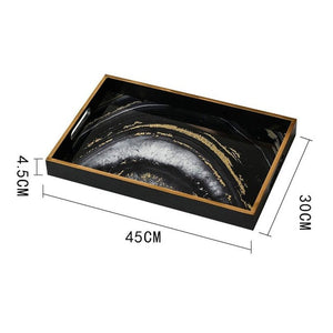 European Retro Wooden Agate Stone Glass Storage Tray Decorative Tray Decoration Home Soft Decorations