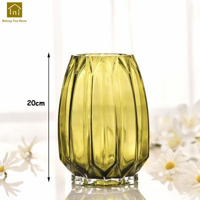 Geometric Glass Vase Table Transparent Vases Decoration Home Vaas Jarron Wazony Ozdobne Glass Modern Vase Flower Pot QAB064