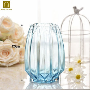 Geometric Glass Vase Table Transparent Vases Decoration Home Vaas Jarron Wazony Ozdobne Glass Modern Vase Flower Pot QAB064