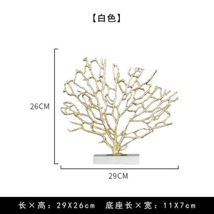 Modern Home Accessories Copper Gold Coral Ornaments Model Room Living Room Marble Crafts Decorations