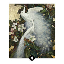 Load image into Gallery viewer, ART ZONE Peacock Art Canvas Painting Flower Feather Bird Pastoral Wall Art Print Poster Picture Living Room Home Decor Painting