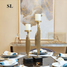 Load image into Gallery viewer, Creative Metal Candles Hotel Sample Room Soft Decor Ornament American Romantic Candles Dinner Prop High End Marble Candlestand