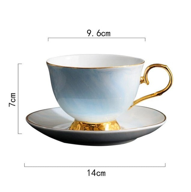 300ml Hand painted High-grade Coffee Cup Saucer Set European-style Marble Phnom Penh Ceramic afternoon tea Cup Free Shipping