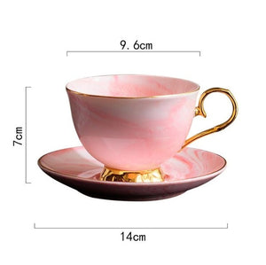 300ml Hand painted High-grade Coffee Cup Saucer Set European-style Marble Phnom Penh Ceramic afternoon tea Cup Free Shipping