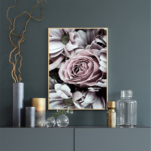 Beautiful Blooming Roses  Nordic Wall Art Canvas Poster and Print Flowers Canvas Painting Picture for Living Room scandinavian