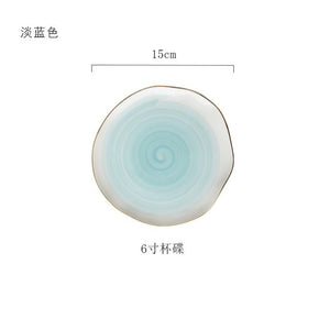 Pink And Blue Gold Ceramic Tableware Porcelain Plate Coffee Mug Cup Bowl Teapot Dish Table Elegant Party Decoration Dinner set