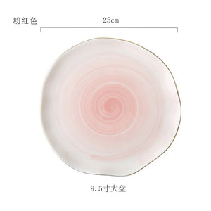Pink And Blue Gold Ceramic Tableware Porcelain Plate Coffee Mug Cup Bowl Teapot Dish Table Elegant Party Decoration Dinner set