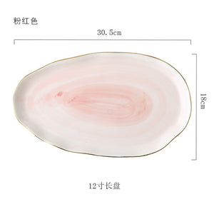 Pink And Blue Gold Ceramic Tableware Porcelain Plate Coffee Mug Cup Bowl Teapot Dish Table Elegant Party Decoration Dinner set
