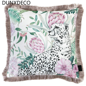 Cushion Cover Square Decorative Pillow Case Modern Luxury White Leopard Short Brush Coussin Home Sofa Decor