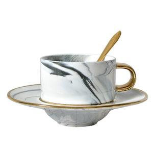 Luxury Marble Pattern Ceramic Mugs Coffee Cup Saucer Sets Morning Mug Milk Coffee Tea Breakfast Porcelain Cup With Spoon Dish