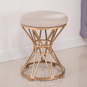 Nordic dressing stool fashion wrought iron stool fabric change shoe bench bedroom dressing table chair nail makeup stool